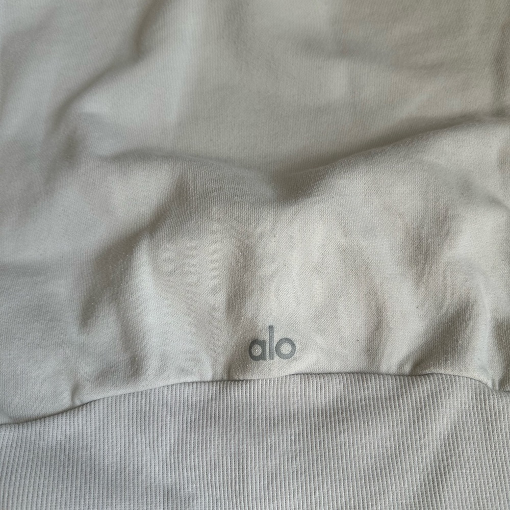 ALO Cream Pullover Hoodie - Cozy Everyday Sweatshirt - Picture 3 of 5